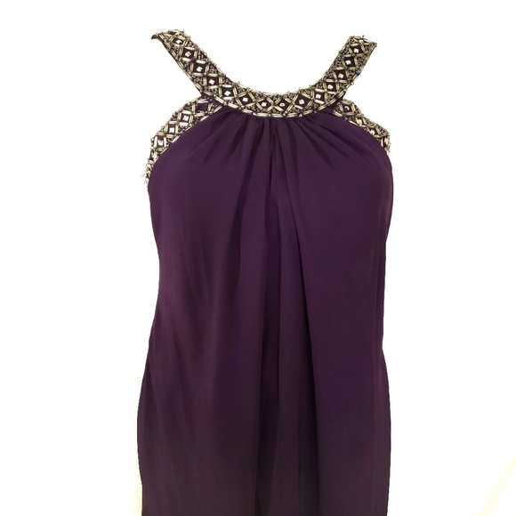 Scarlett Nite Purple Chiffon A-Line Dress Size 12 - Picture 10 of 11